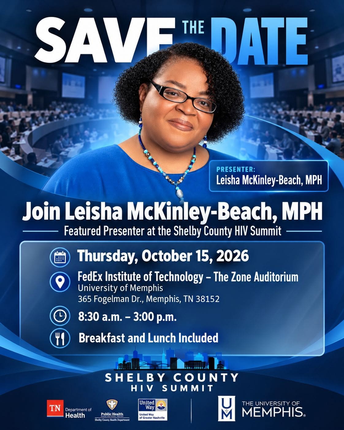Shelby County HIV Summit flyer featuring Leisha McKinley-Beach.