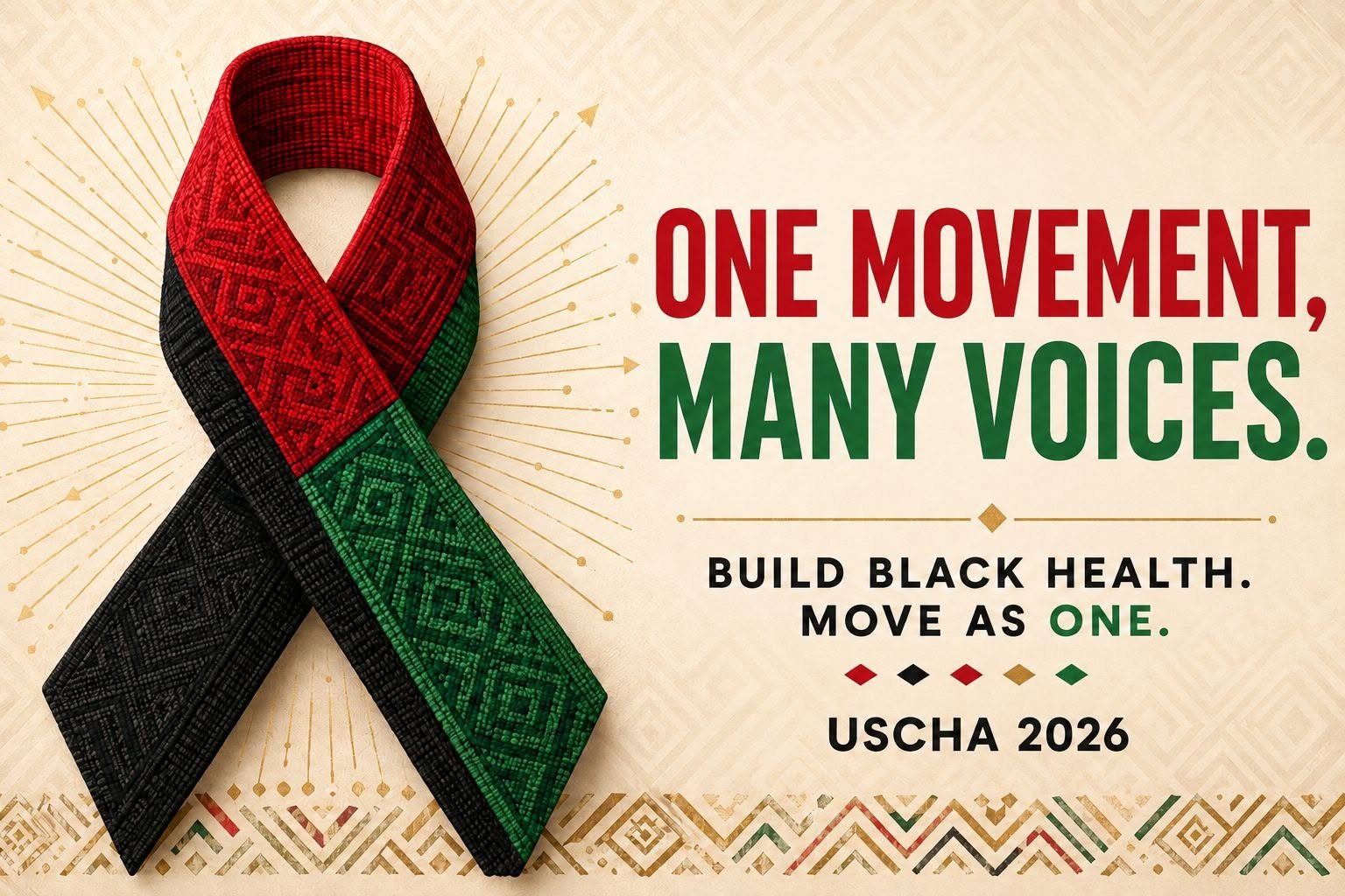 USCHA 2026 graphic with a red, black and green ribbon.